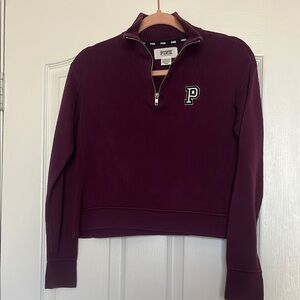 PINK Victoria's Secret Purple Long Sleeve Cropped Polo Sweatshirt
